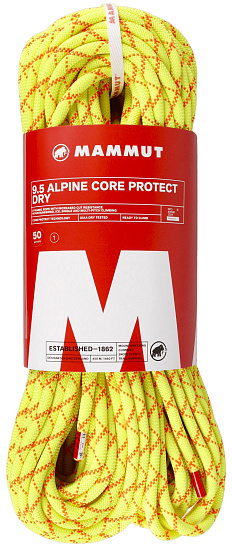 Верёвка Mammut Alpine Core Protect Dry 9,5мм/50м Halo/Vibrant Orange - Фото 1 большая