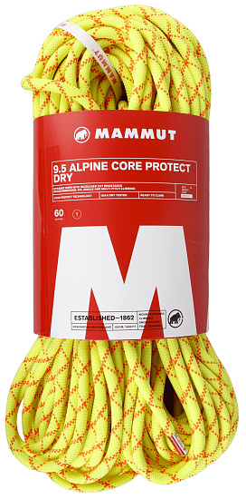 Верёвка Mammut Alpine Core Protect Dry 9,5мм/60м Halo/Vibrant Orange - Фото 1 большая