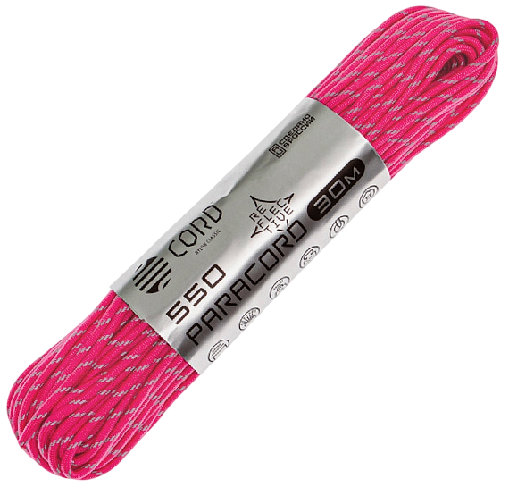 Паракорд Cord 550 30м световозвращающий Neon pink - Фото 1 большая