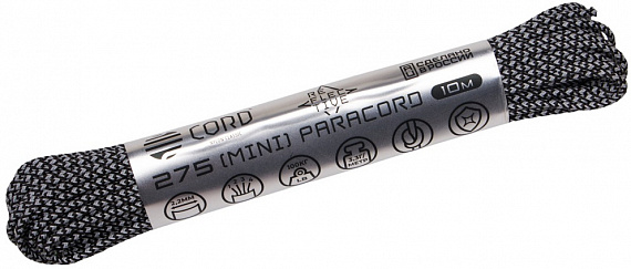 Паракорд Cord 275 10м SuperReflective Black snake - Фото 1 большая