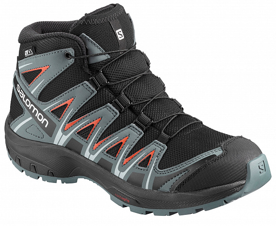 Ботинки детские Salomon XA Pro 3D Mid CSWP Bk/Stormy W - Фото 1 большая