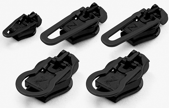 Набор бегунков для молнии ZlideOn 2022 Metal & Plastic Zipper XS L XL Black (5 шт) - Фото 5 большая