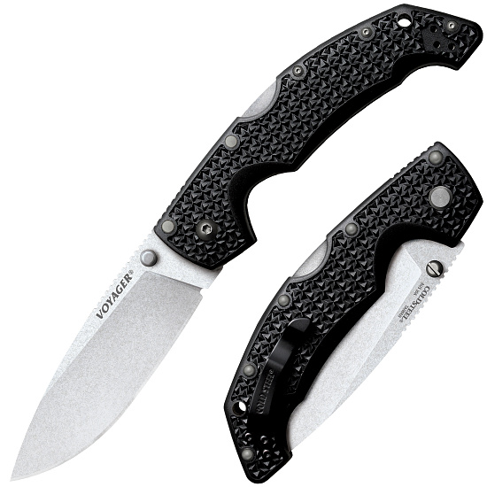Нож Cold Steel Voyager Large Drop Plain Edge Black - Фото 1 большая