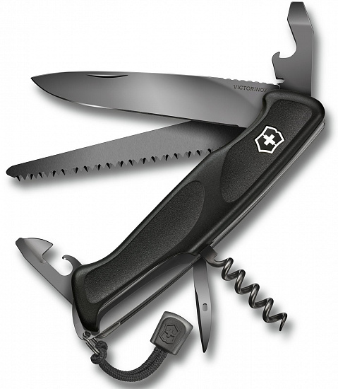 Нож перочинный Victorinox RangerGrip 55 Onyx 130мм 12 функций с фиксатором лезвия Black - Фото 1 большая