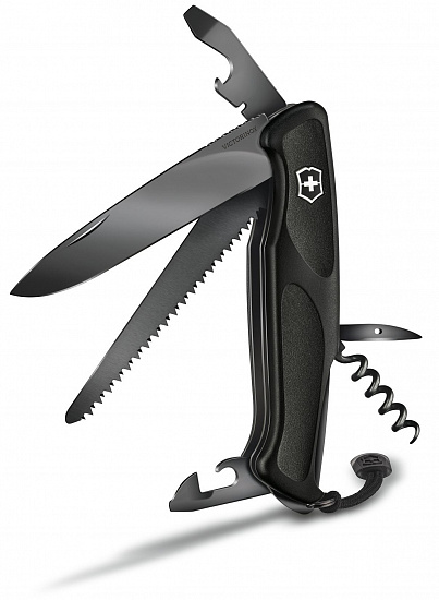 Нож перочинный Victorinox RangerGrip 55 Onyx 130мм 12 функций с фиксатором лезвия Black - Фото 2 большая