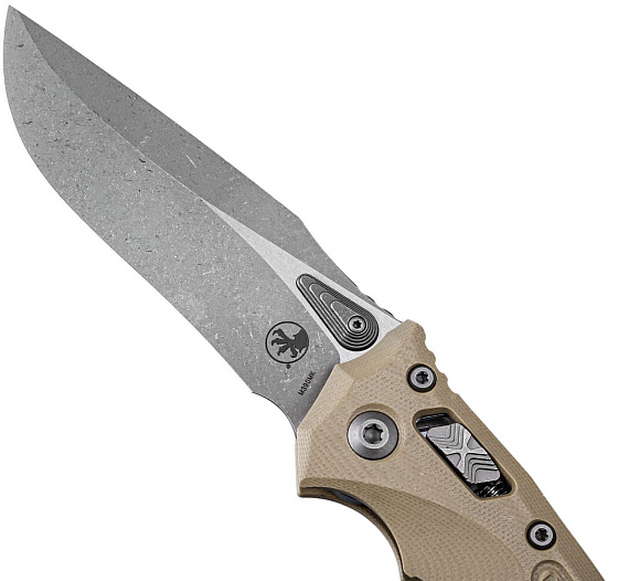 Нож MICROTECH Amphibian Ram-Lok S/E G10/Frag Стоунвош Бежевый - Фото 6 большая
