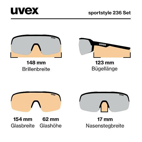 Очки Uvex 236 Set Черный Матовый/Серебристый - Фото 9 большая