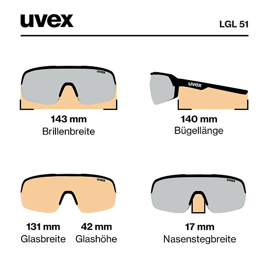 Очки Uvex LGL 51 Черный Матовый/Серебристый - Фото 6 большая