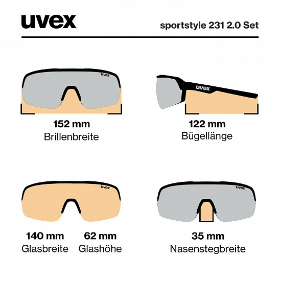 Очки Uvex 231 2.0 Set Черный Матовый/Серебристый - Фото 6 большая