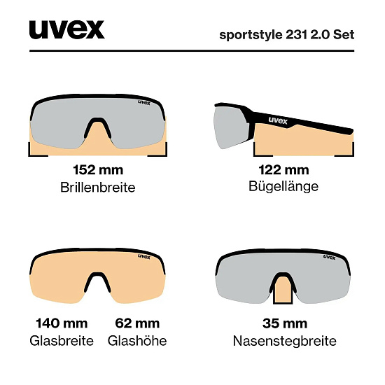 Очки Uvex 231 2.0 Set Белый/Черный Матовый/Серебристый - Фото 6 большая