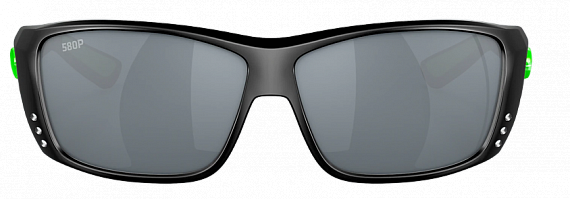 Очки Costa Cat Cay 580P Matte Black w/Green Logo, Gray Silver Mirror  - Фото 2 большая