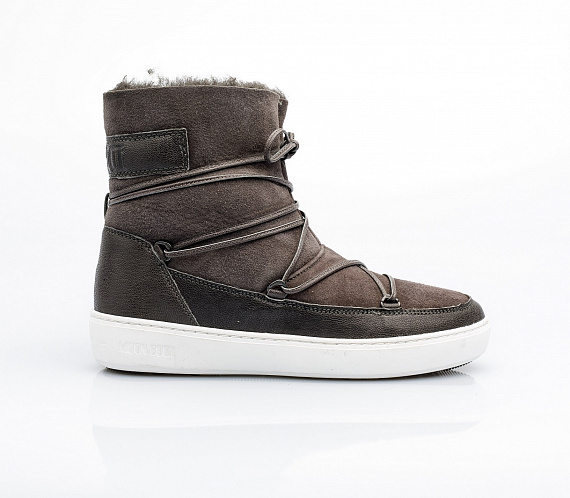 Ботинки женские Moon Boot Pulse Low Shearling Grey - Фото 1 большая