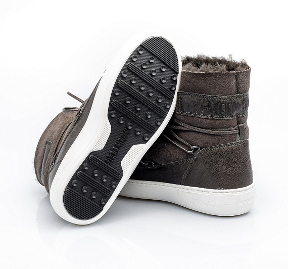 Ботинки женские Moon Boot Pulse Low Shearling Grey - Фото 3 большая
