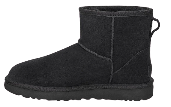 Ботинки женские UGG Classic Mini Ugg Rubber Logo Black - Фото 5 большая