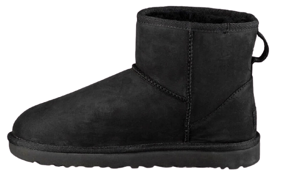Ботинки женские UGG Classic Mini Leather Black - Фото 5 большая