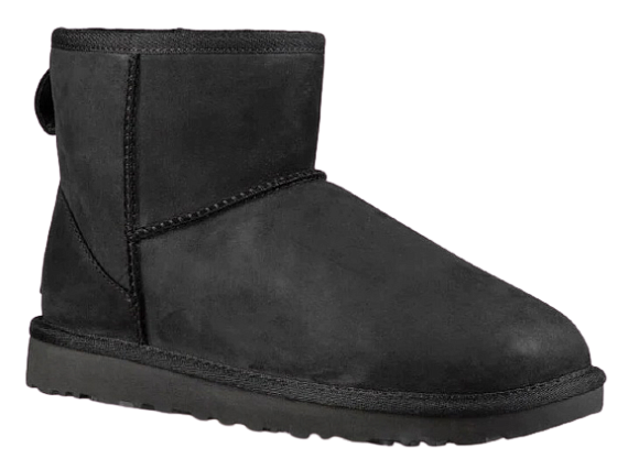 Ботинки женские UGG Classic Mini Leather Black - Фото 6 большая