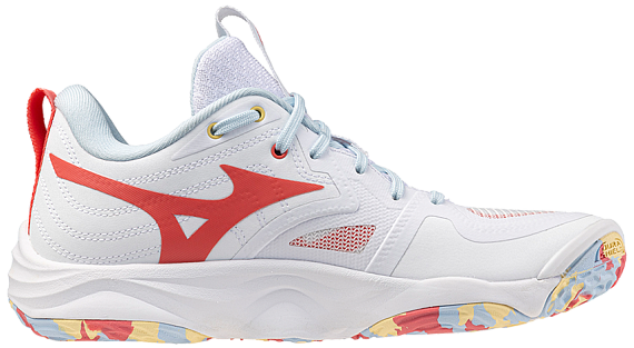 Кроссовки женские Mizuno Wave Momentum Elite White/Calypso Coral/Pale Banan - Фото 4 большая