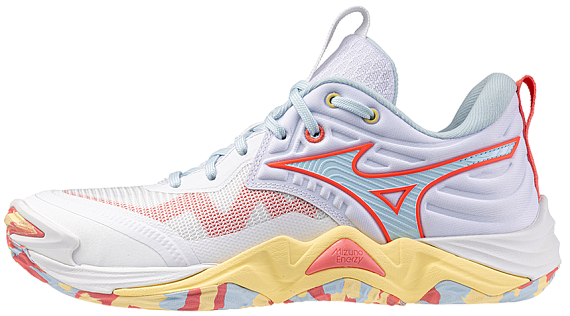 Кроссовки женские Mizuno Wave Momentum Elite White/Calypso Coral/Pale Banan - Фото 6 большая