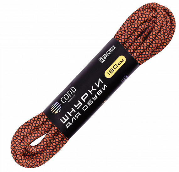 Шнурки Cord 180см Black/Terracotta - Фото 1 большая