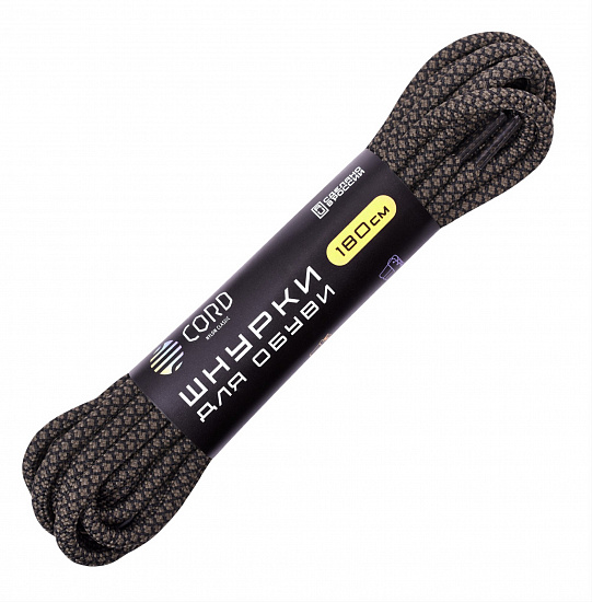 Шнурки Cord 180см Black/Khaki - Фото 1 большая