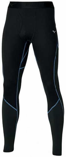 Тайтсы мужские Mizuno Merino Wool Long Tight Black/Parisian Blue - Фото 1 большая
