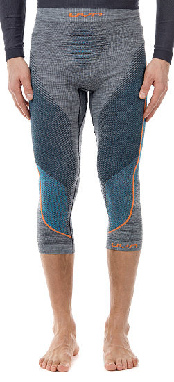 Кальсоны мужские UYN 3/4 Ambityon Uw Medium Melange Black Melange/Atlantic/Orange Shiny - Фото 4 большая