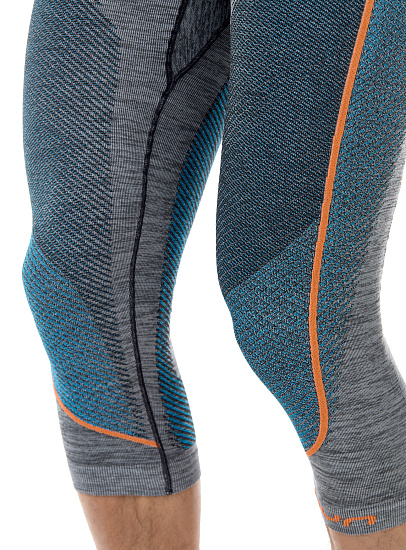 Кальсоны мужские UYN 3/4 Ambityon Uw Medium Melange Black Melange/Atlantic/Orange Shiny - Фото 7 большая