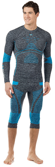 Кальсоны мужские X-Bionic Energy Accumulator 4.0 Melange 3/4 Dark Grey Melange/Blue - Фото 3 большая
