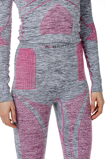 Кальсоны женские X-Bionic Accumulator Evo Melange UW Long Light Grey Melange/Raspberry - Фото 2 большая