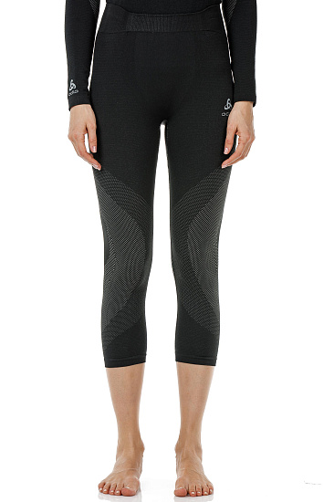 Кальсоны женские Odlo Bottom Pant 3/4 Performance Warm Черный/Серый - Фото 3 большая
