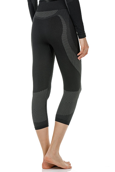 Кальсоны женские Odlo Bottom Pant 3/4 Performance Warm Черный/Серый - Фото 5 большая