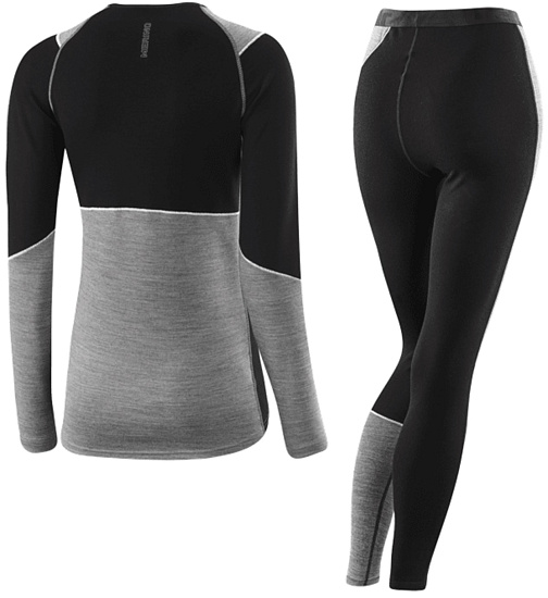 Комплект термобелья женский Loffler Merino Black/Grey Melange - Фото 2 большая