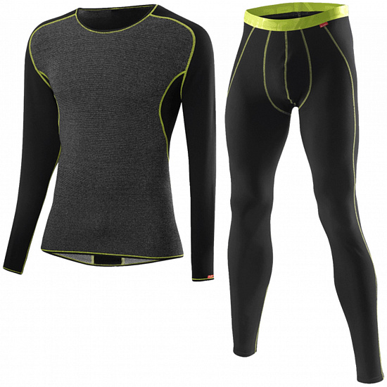 Комплект термобелья мужской Loffler Warm CB Black/Light Green - Фото 1 большая