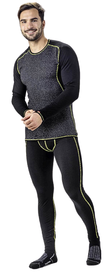 Комплект термобелья мужской Loffler Warm CB Black/Light Green - Фото 3 большая