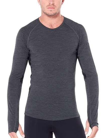 Футболка мужская Icebreaker 200 Zone LS Crewe Jet Hthr/Black - Фото 2 большая