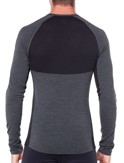 Футболка мужская Icebreaker 200 Zone LS Crewe Jet Hthr/Black - Фото 3 большая