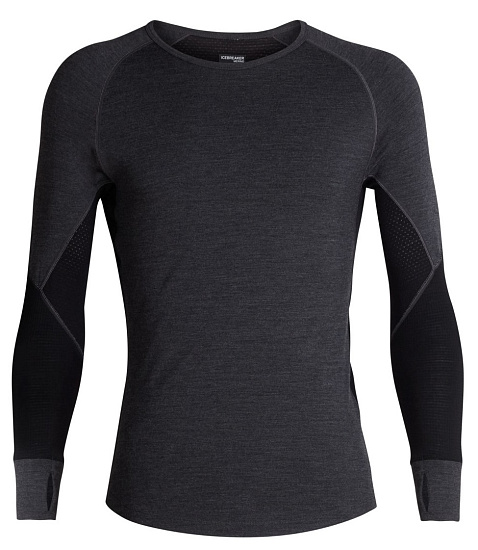 Футболка мужская Icebreaker 260 Zone LS Crewe Jet Hthr/Black - Фото 1 большая