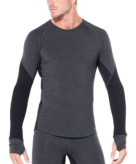 Футболка мужская Icebreaker 260 Zone LS Crewe Jet Hthr/Black - Фото 2 большая