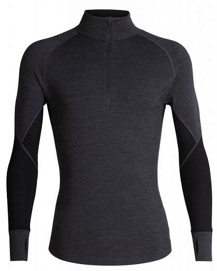 Футболка мужская Icebreaker 260 Zone LS Half Zip Jet Hthr/Black - Фото 1 большая