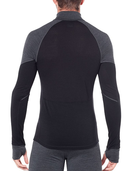 Футболка мужская Icebreaker 260 Zone LS Half Zip Jet Hthr/Black - Фото 2 большая
