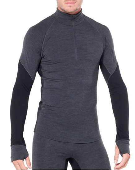 Футболка мужская Icebreaker 260 Zone LS Half Zip Jet Hthr/Black - Фото 3 большая