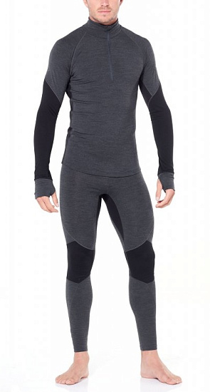 Футболка мужская Icebreaker 260 Zone LS Half Zip Jet Hthr/Black - Фото 6 большая