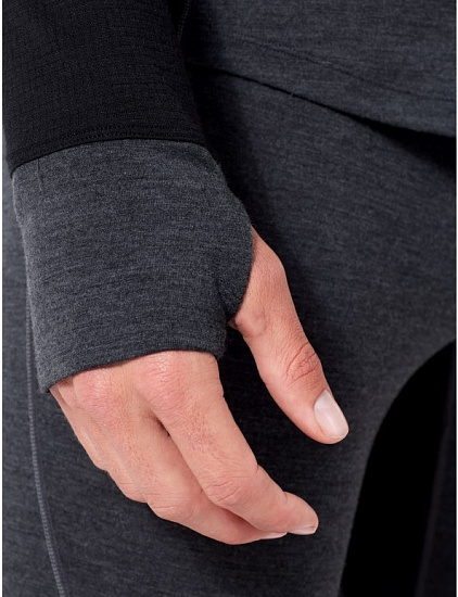 Футболка мужская Icebreaker 260 Zone LS Half Zip Hood Jet Hthr/Black - Фото 5 большая