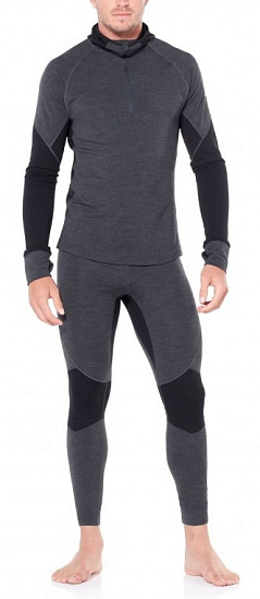 Футболка мужская Icebreaker 260 Zone LS Half Zip Hood Jet Hthr/Black - Фото 6 большая