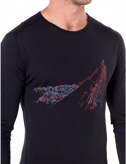 Футболка мужская Icebreaker 200 Oasis Deluxe Raglan LS Crewe La Meije Black - Фото 4 большая