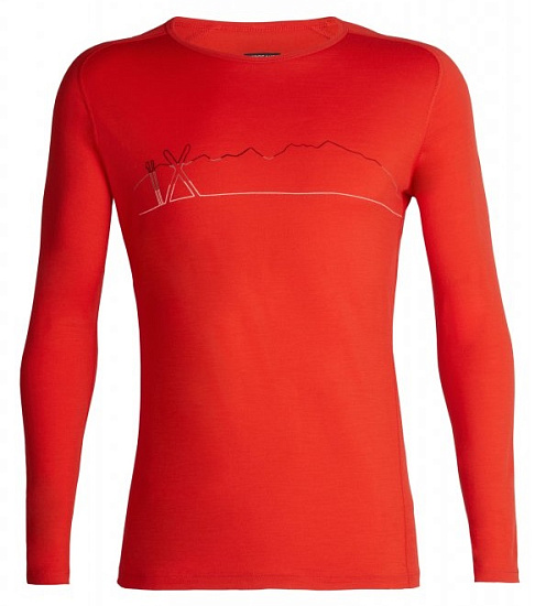 Футболка мужская Icebreaker 200 Oasis Deluxe Raglan LS Crewe Single Line Ski Chili Red - Фото 1 большая