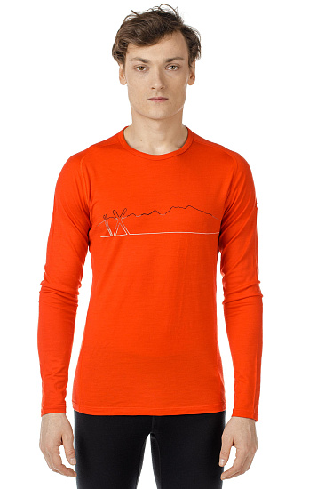Футболка мужская Icebreaker 200 Oasis Deluxe Raglan LS Crewe Single Line Ski Chili Red - Фото 3 большая