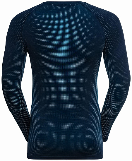 Футболка мужская Odlo Performance Warm Eco Dark Sapphire/Stunning Blue - Фото 2 большая