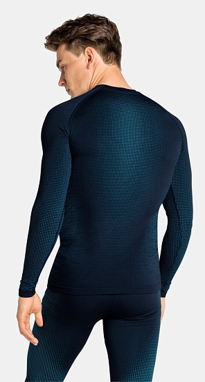 Футболка мужская Odlo Performance Warm Eco Dark Sapphire/Stunning Blue - Фото 4 большая