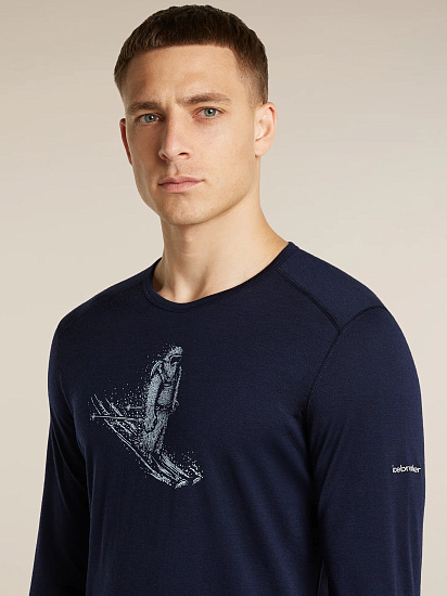 Лонгслив мужской Icebreaker 200 Oasis Sunrise Skyline Midnight Navy - Фото 6 большая